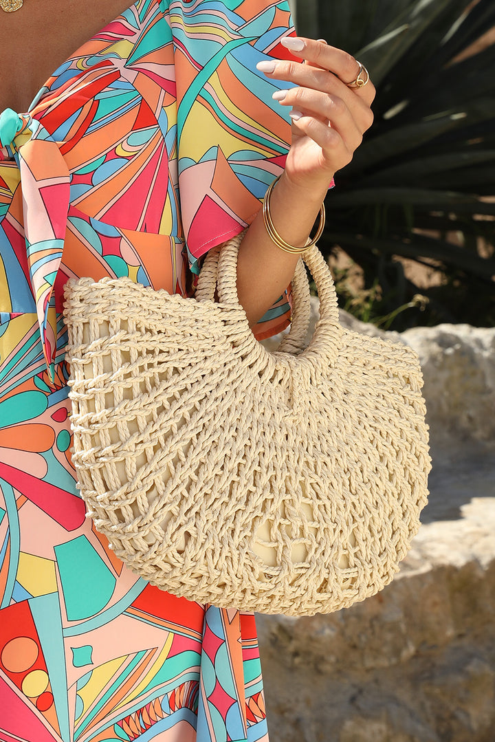 Bamboo Weaving Semicircle Tote Handbag