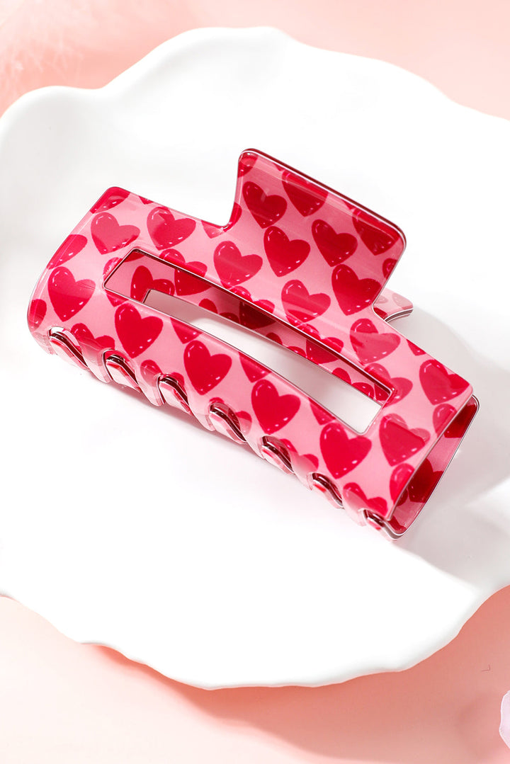 Heart Print Hollow Out Square Hair Claw Clip