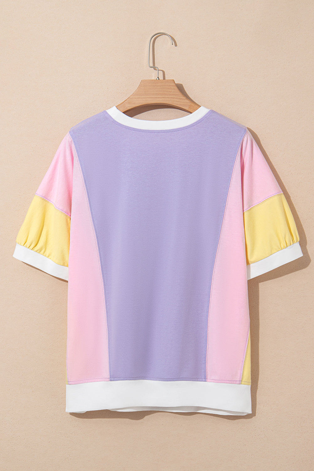 color block patchwork half sleeve oversized t shirt