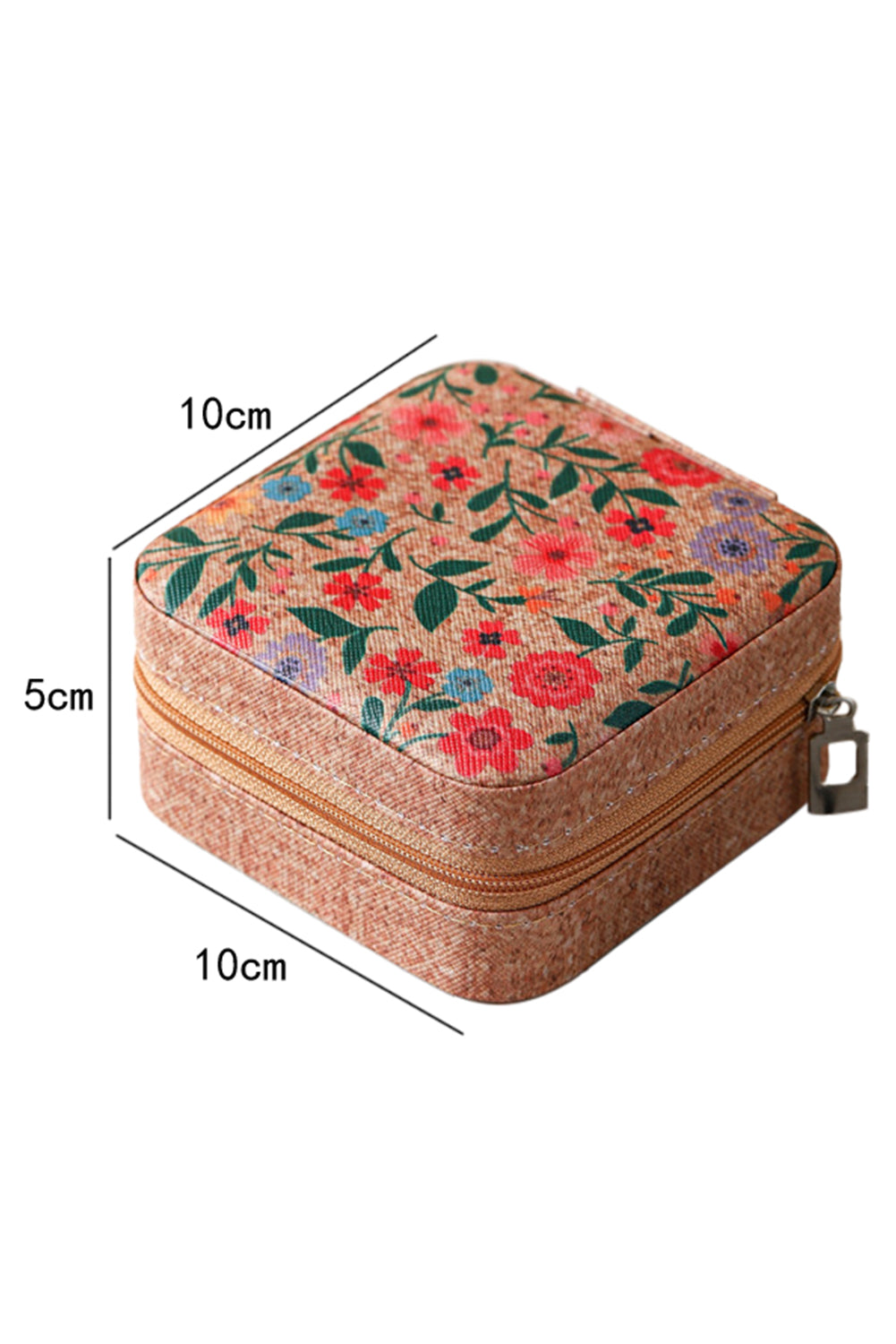Retro Floral Print Portable Square Jewelry Box