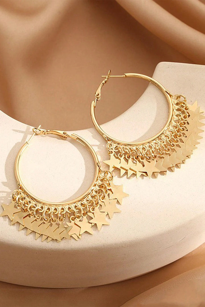 Boucles d'oreilles créoles en alliage avec breloques étoiles