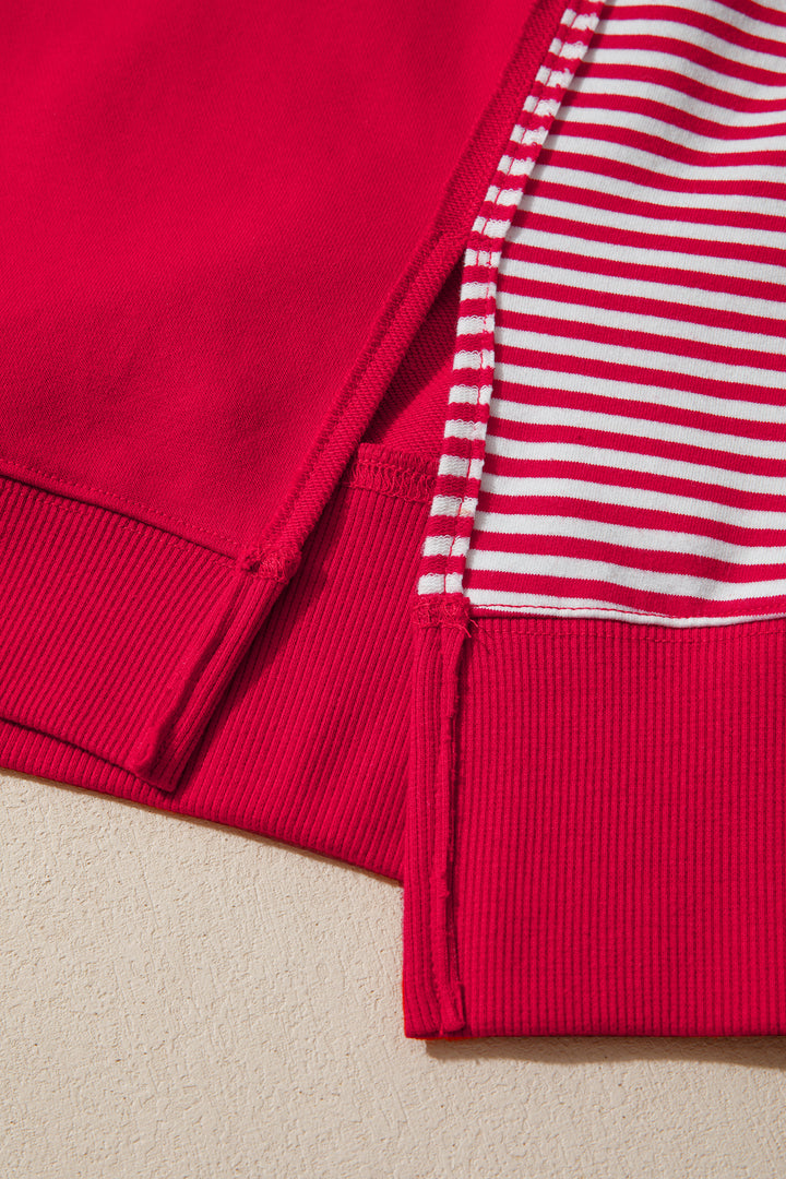Striped Patchwork Sleeve Colorblock Sweatshirt