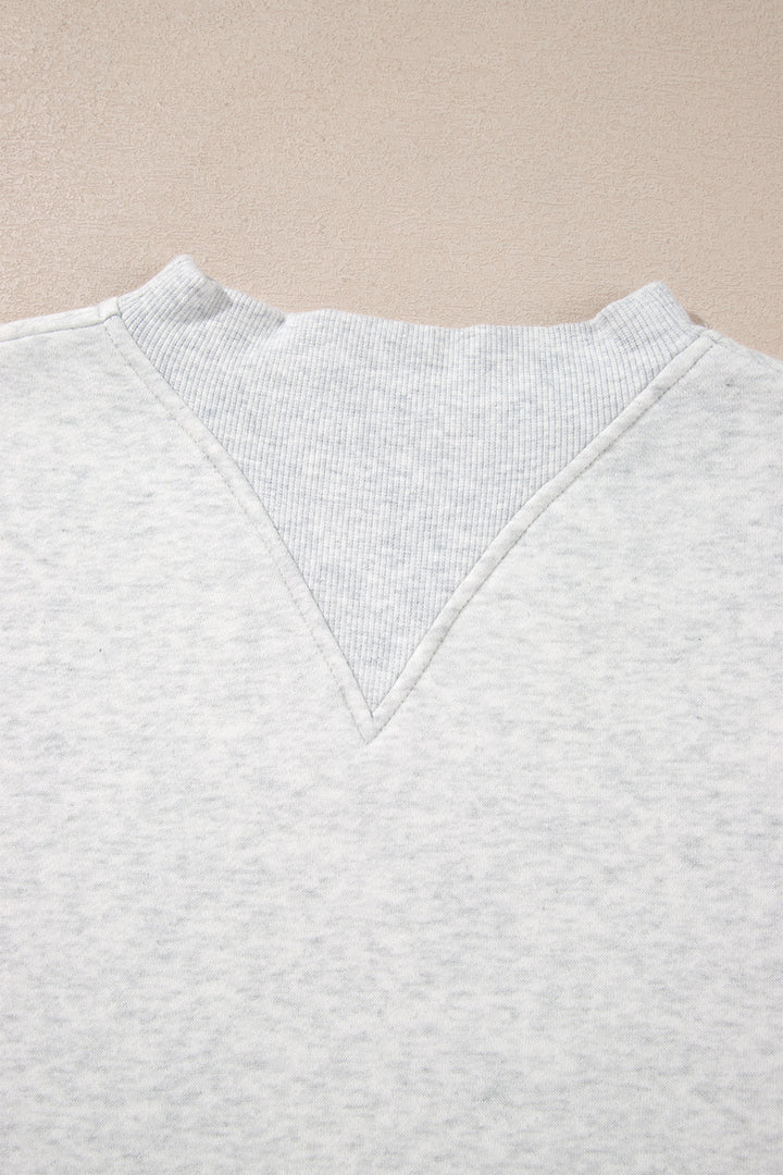 Light Grey High Neck Ribbed Cuff Hem Sweatshirt