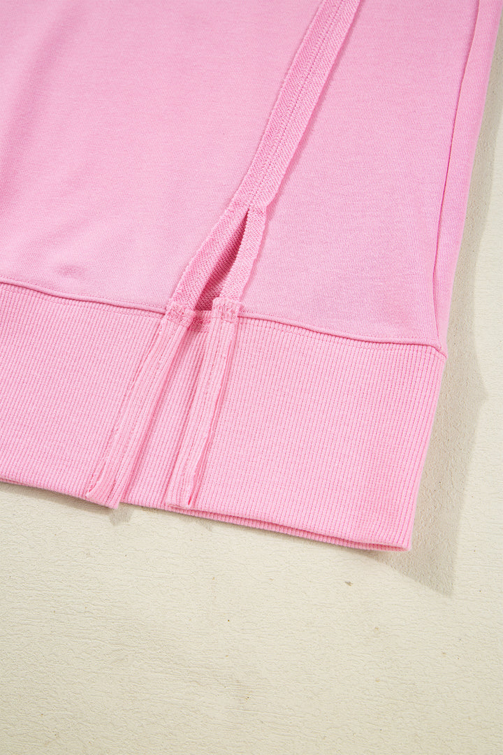 Bow Sequin XOXO Letter Graphic Exposed Seam Baggy Sweatshirt