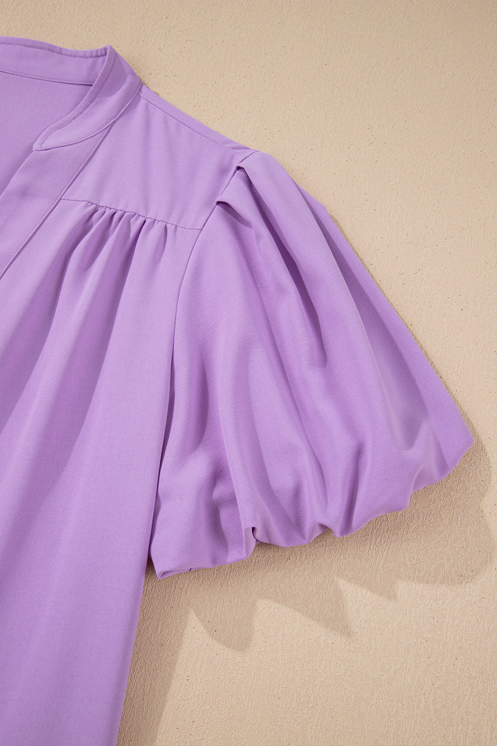 V Neck Puff Sleeve Summer Blouse