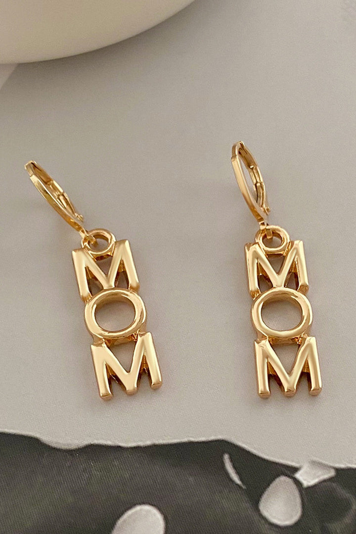Boucles d'oreilles pendantes en alliage avec lettre MOM