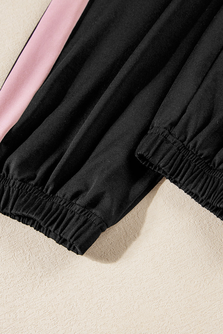 Pink Color Block Trim 2 Tone Contrasted Tank and Pants Set