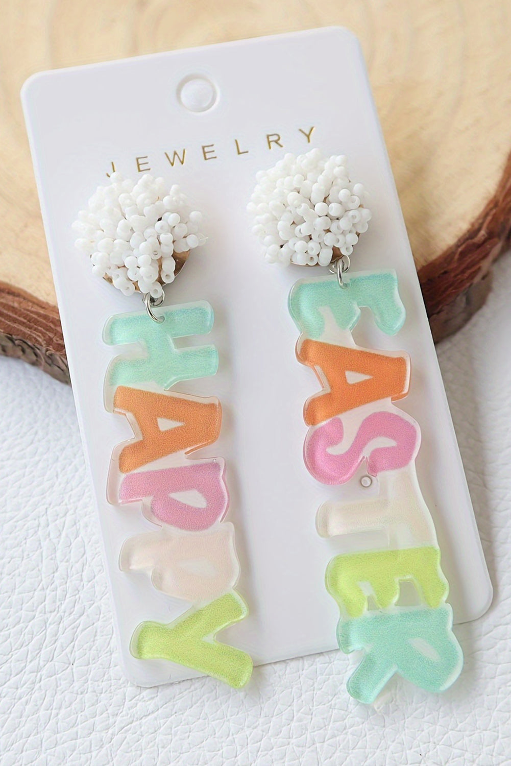 Colorful HAPPY EASTER Drop Earrings