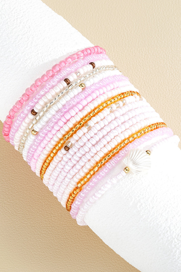 Bohemian Beaded Shell Ornament Bracelet Set