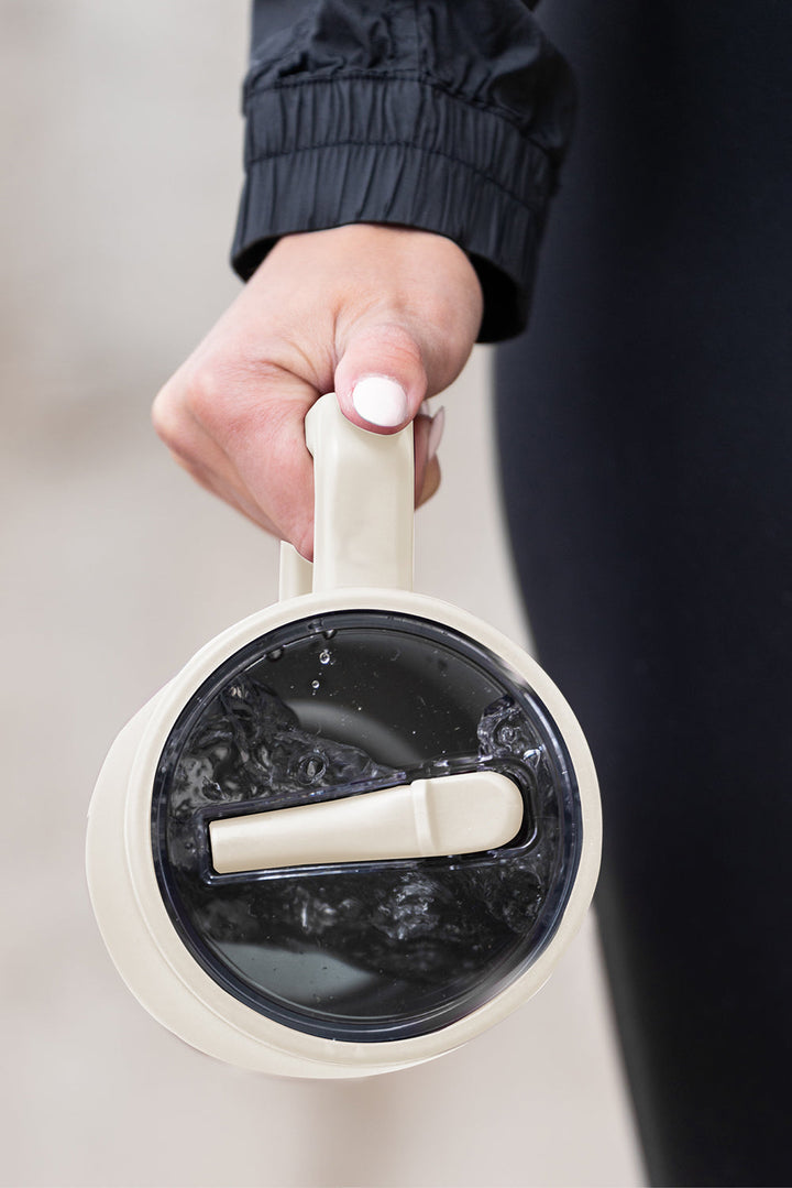 Grande tasse à vide avec poignée en acier inoxydable givré et paille 40 oz