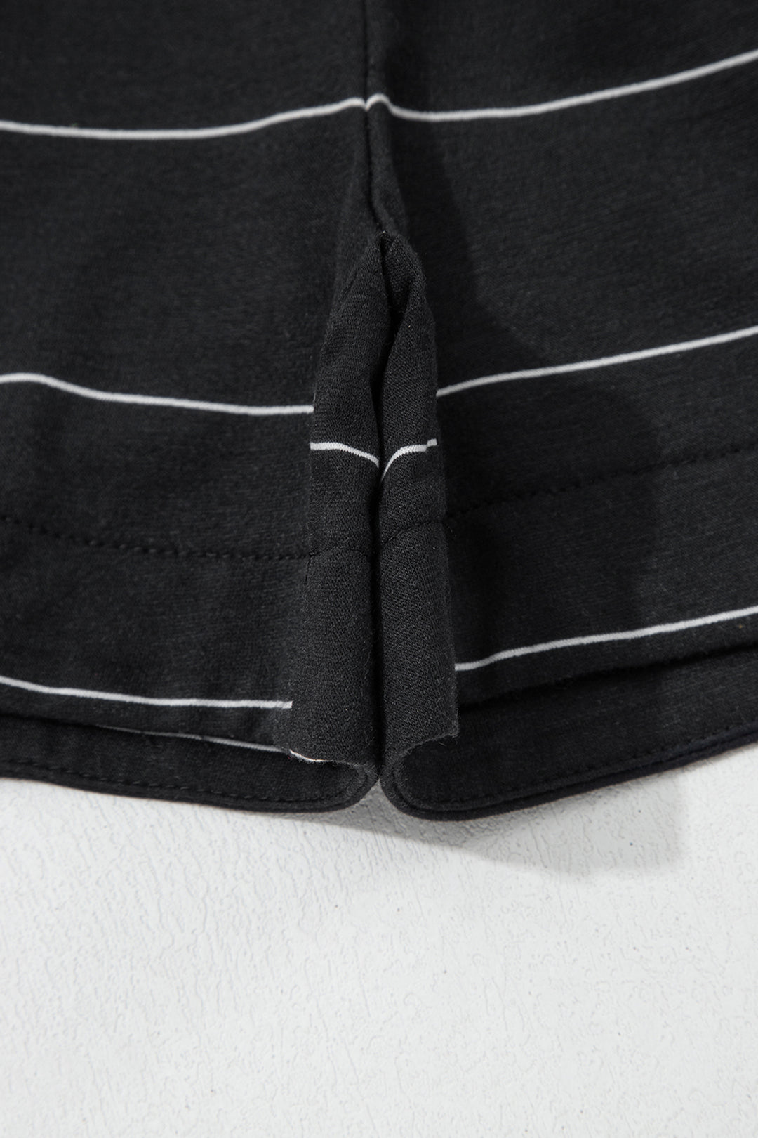 Black Stripe Half Sleeve Tee Drawstring Shorts 2pcs Set