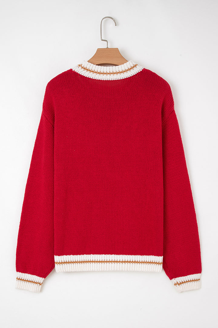 MERRY Color Block Edge Drop Shoulder Cozy Sweater