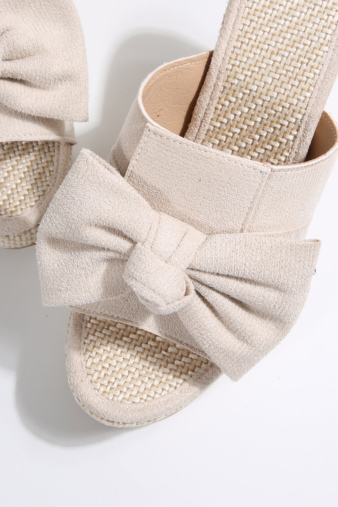 Cute Bow Knot Studded Wedge Platform Slippers