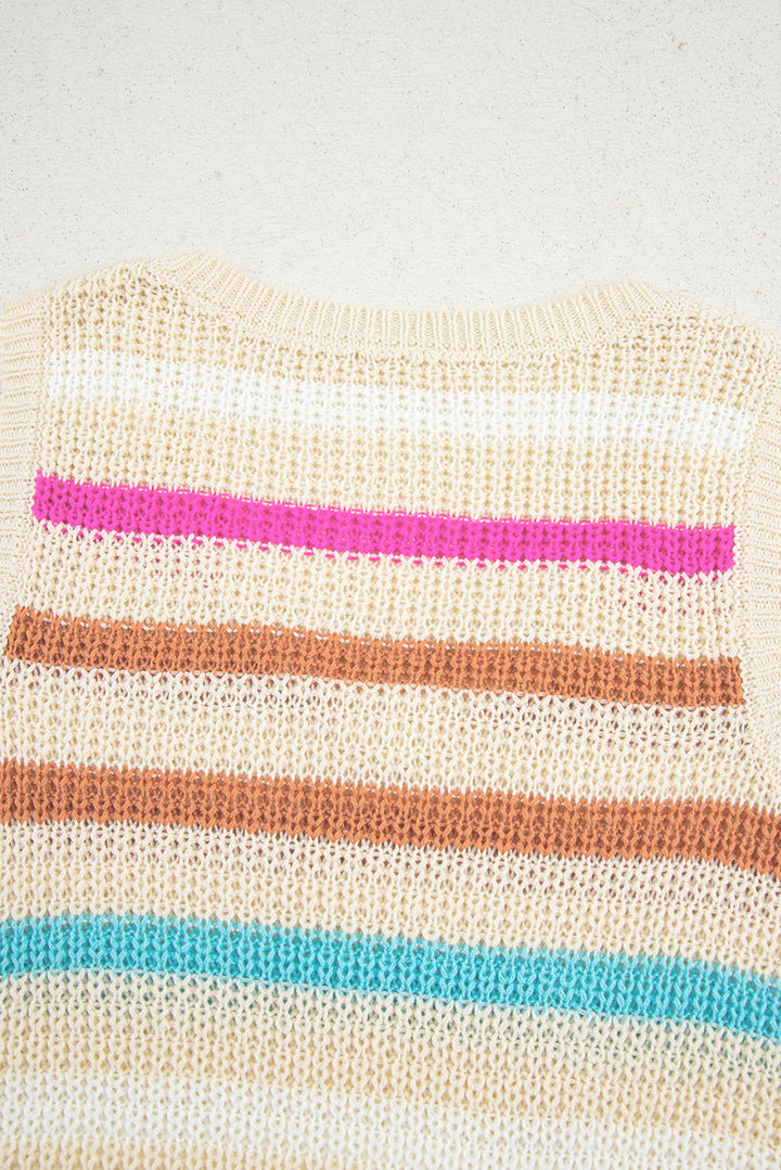 Textured Knit V Neck Sweater Vest