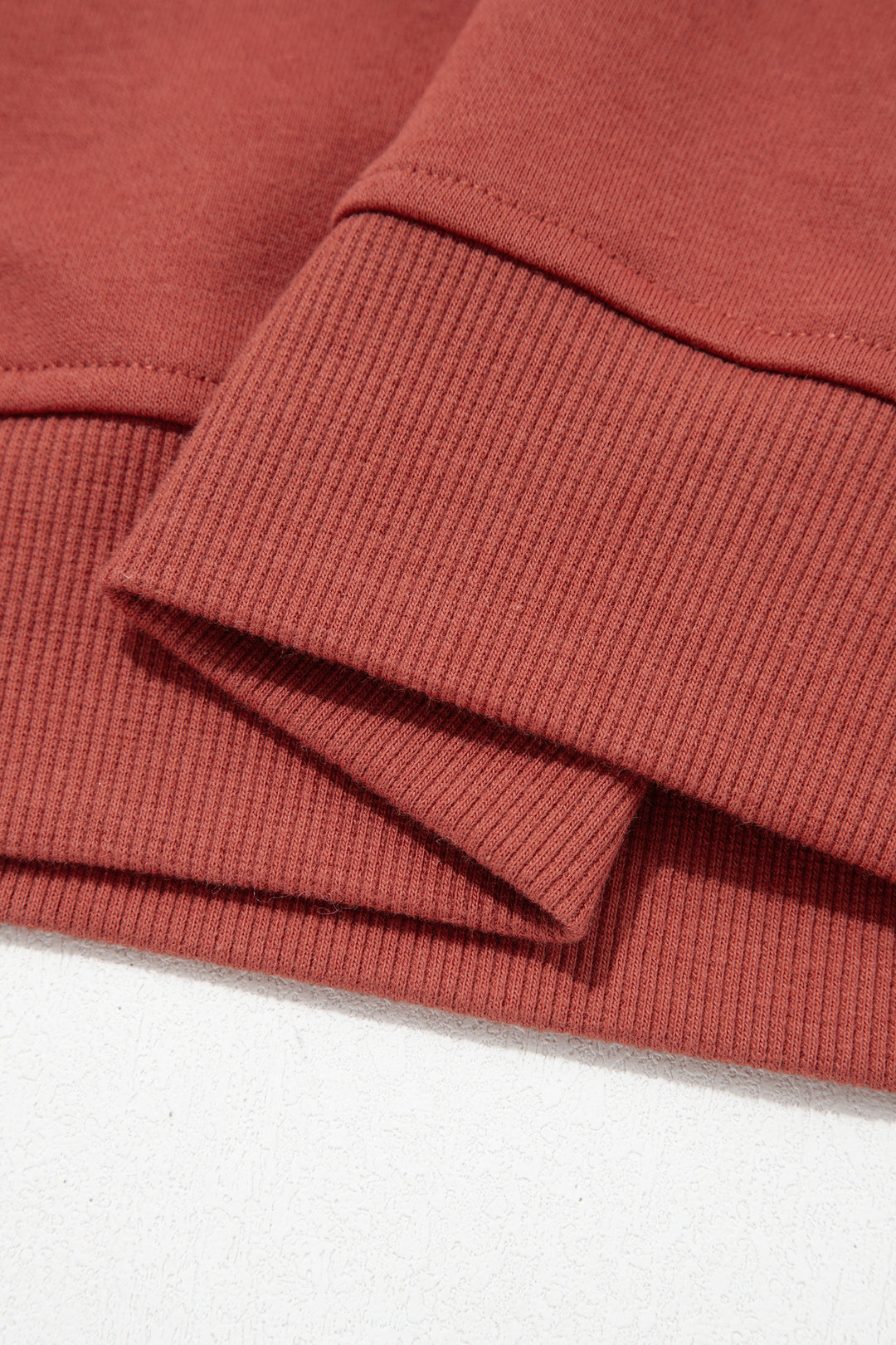 Mineral Red Checkered Trim Long Sleeve Round Neck Shift Sweatshirt