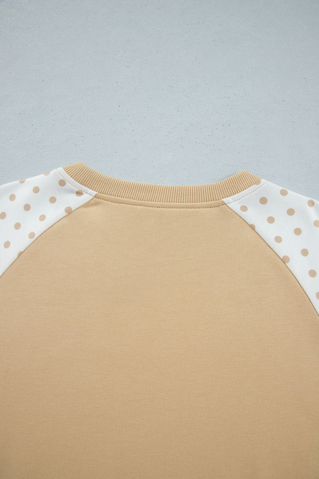 Khaki Polka Dot Patchwork Colorblock Long Sleeve Casual Two Piece Pants Set