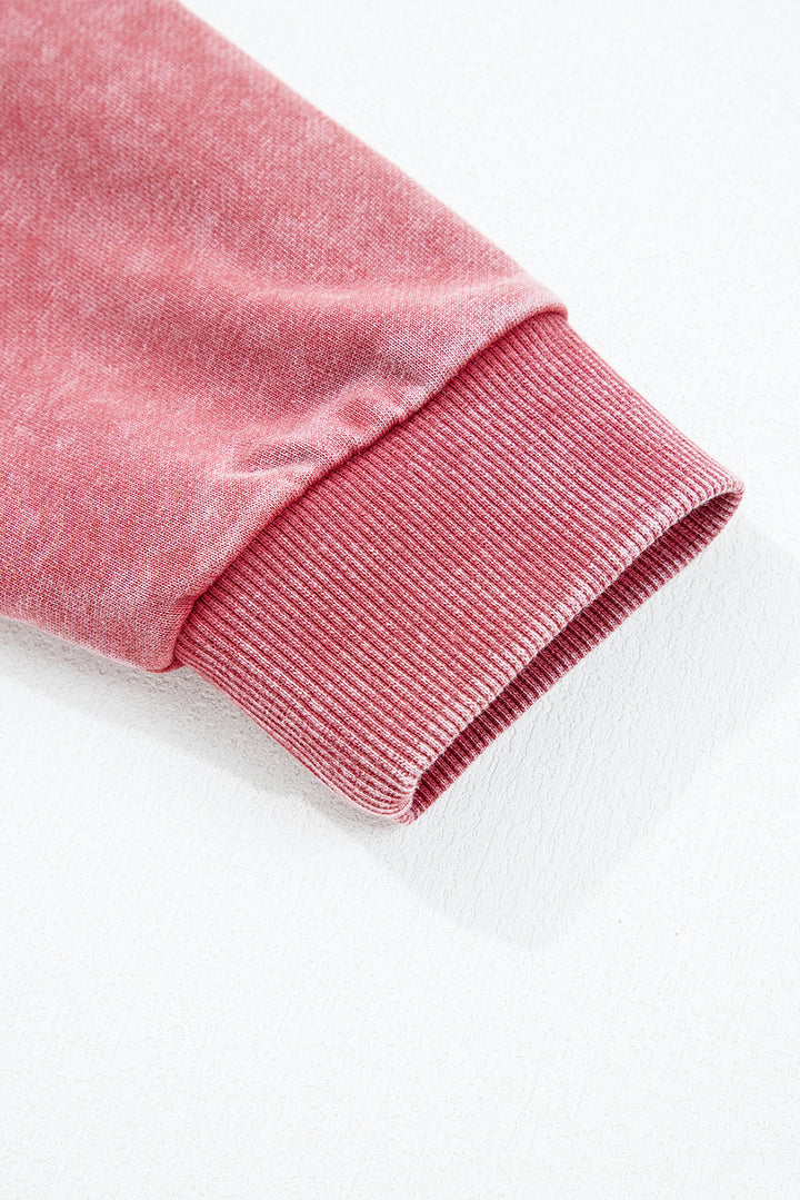 Racing Red Mineral Wash Raglan Sleeve Raw Hem Crop Sweatshirt