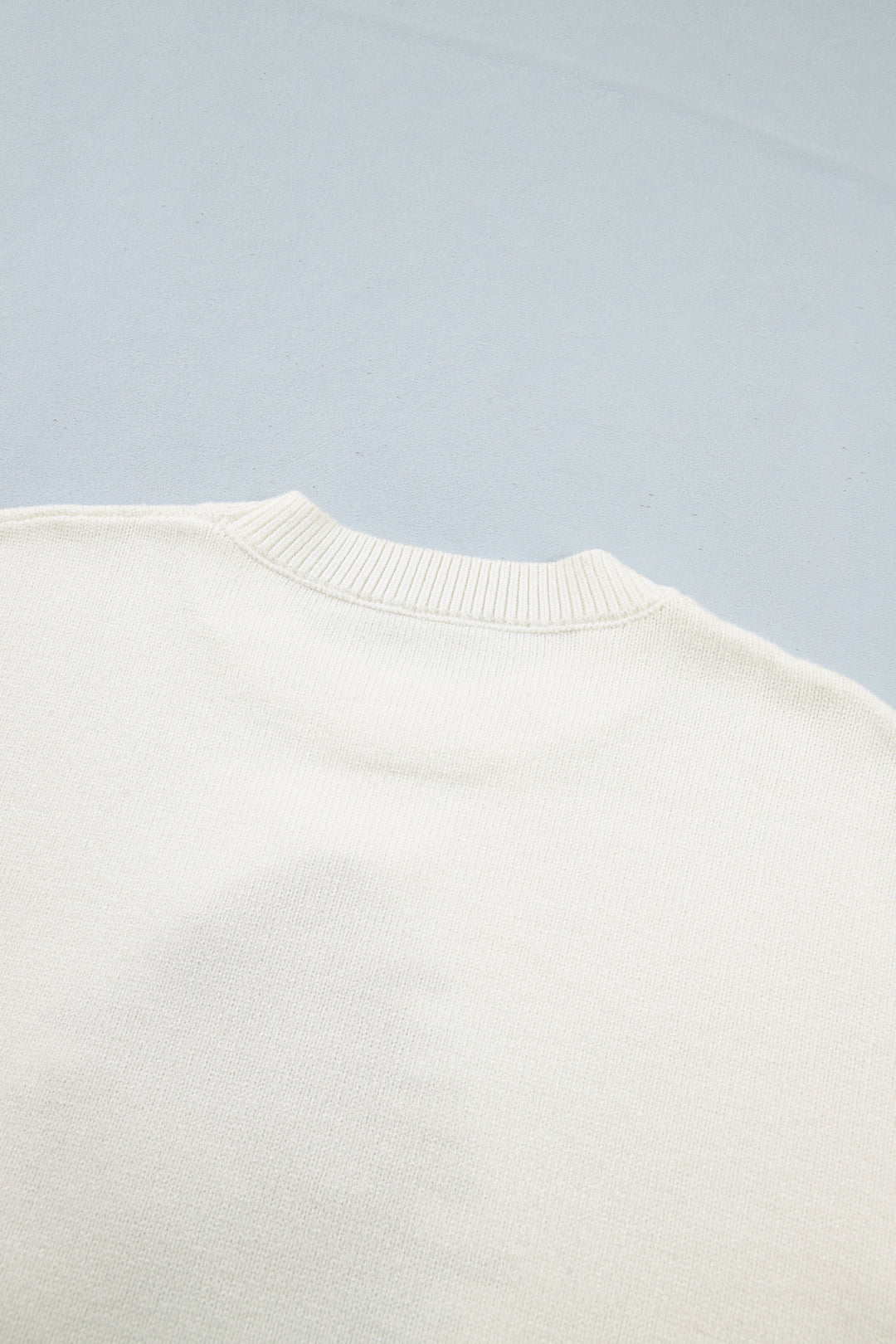 White Christmas Tree Bow Drop Shoulder Knit Sweater