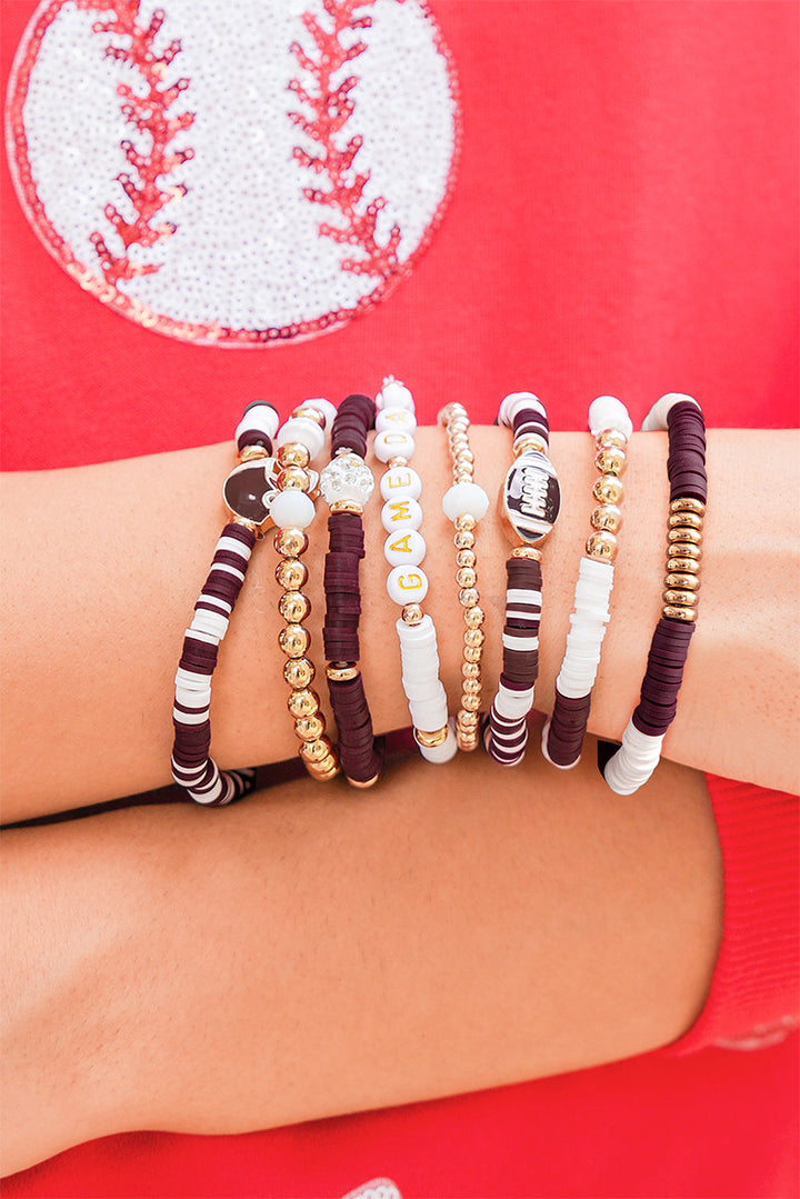 Game Day – 8-teiliges stapelbares Armband-Set mit Fußball-Perlen