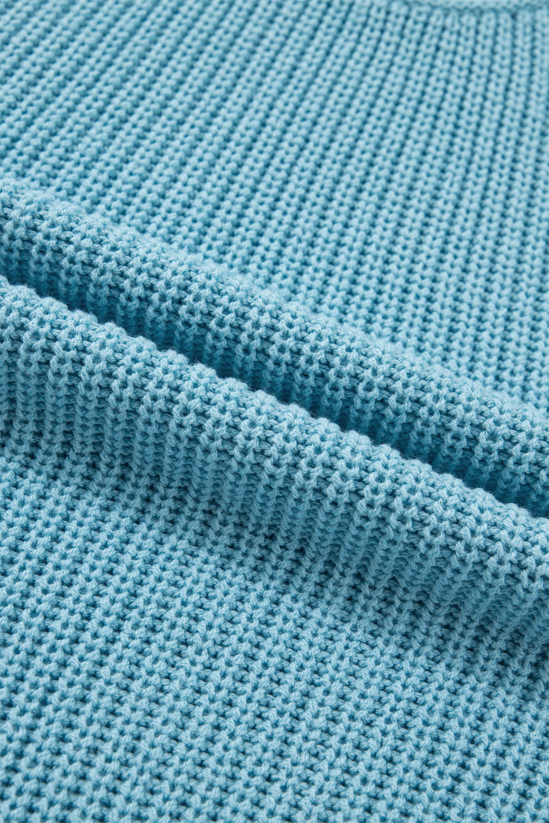 Mist Blue Exposed Seam Detail Half Sleeve Loose Sweater