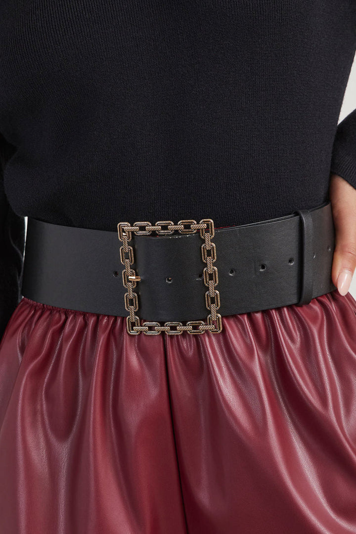 Ceinture en similicuir à boucle carrée