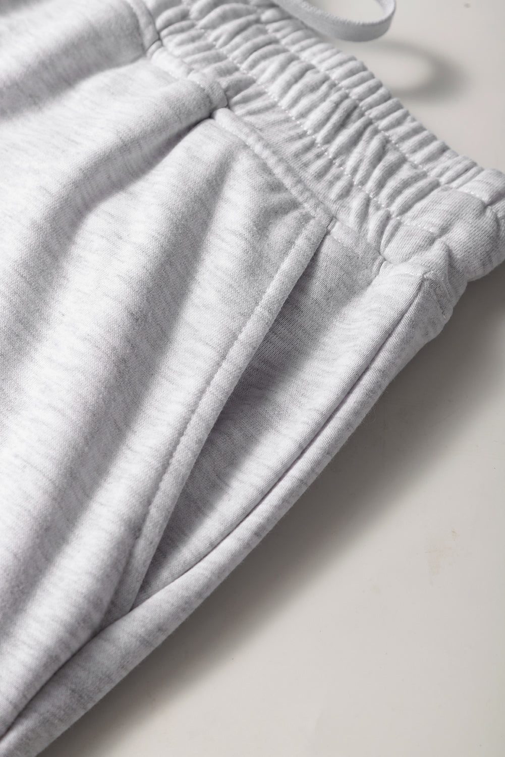 Light Grey French Terry Drawstring Elastic Waistband Mini Skort