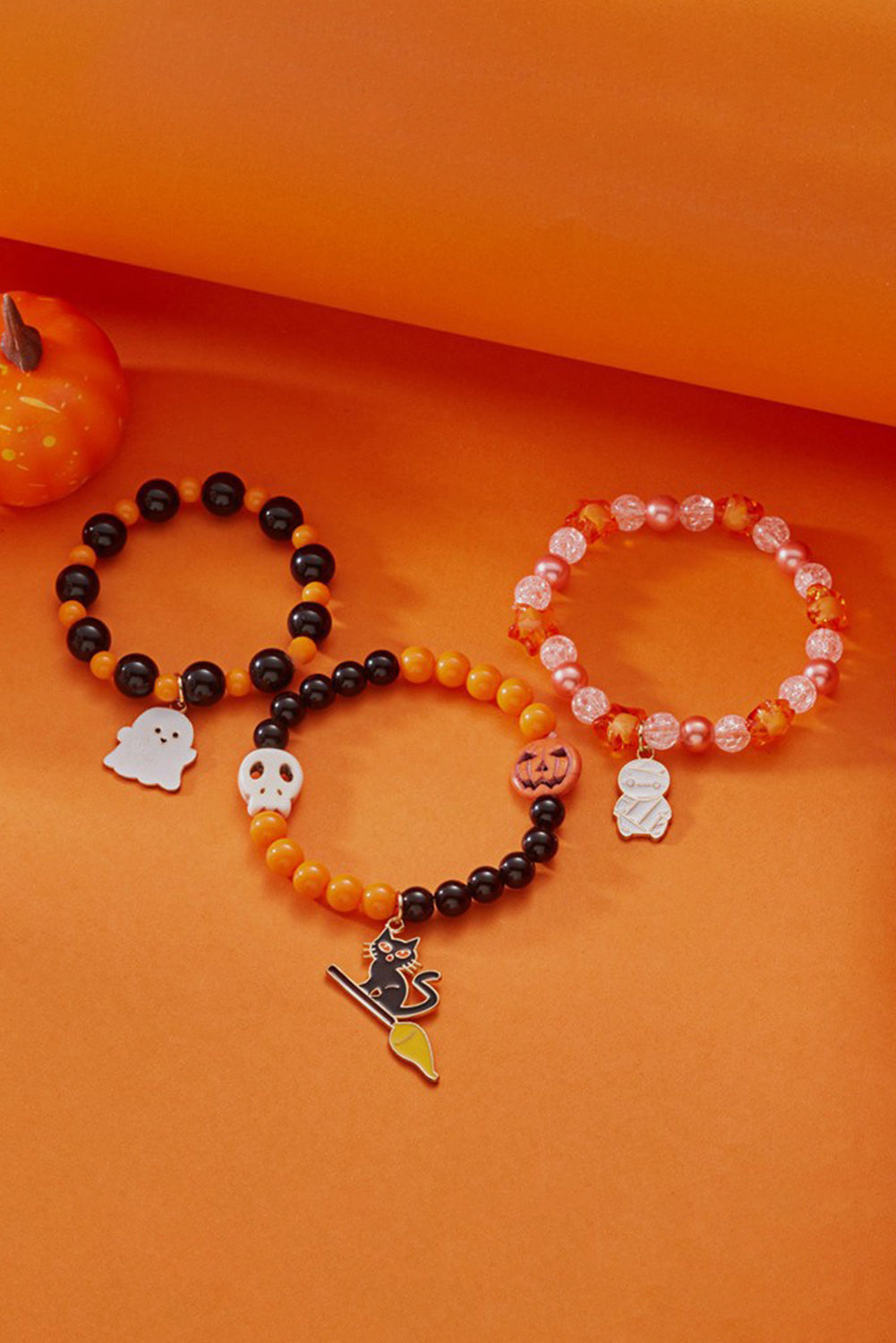 Lot de 3 bracelets élastiques à pendentif Halloween