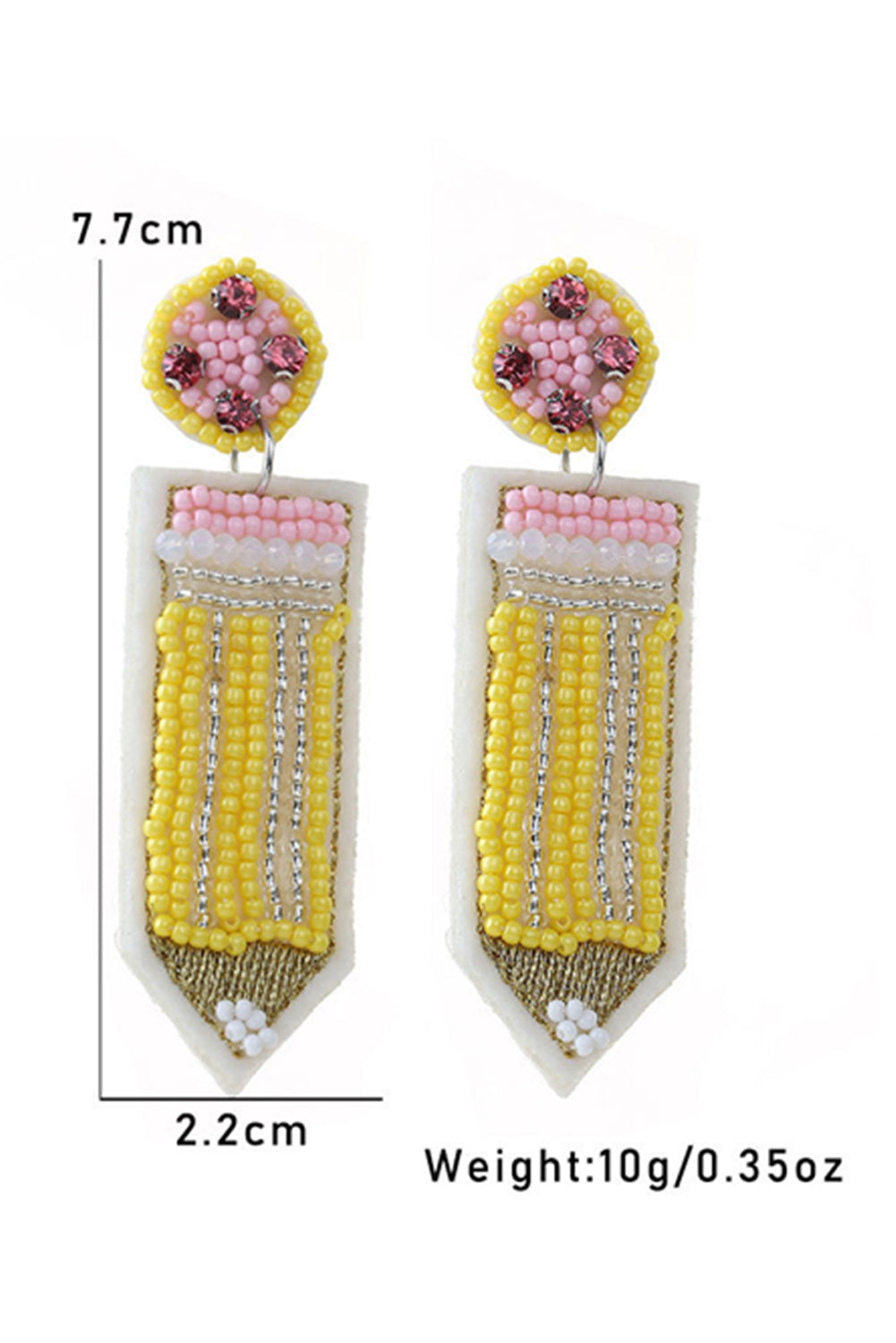 Boucles d'oreilles crayon perlées pour enseignant