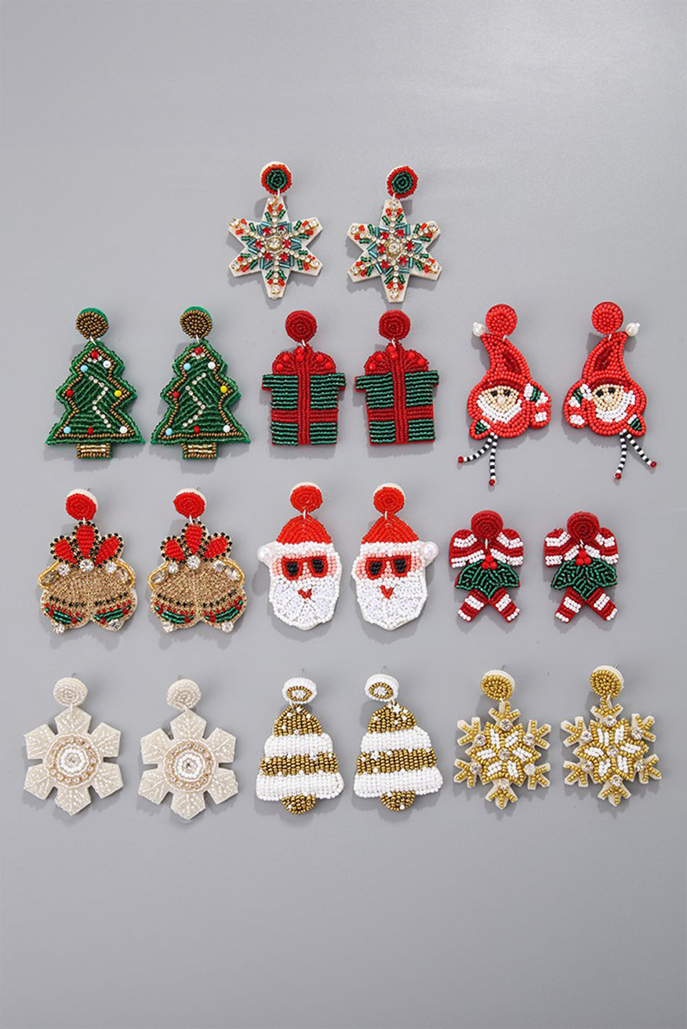 Weihnachts-Schneeflocken-Strass-Reisperlen-Tropfenohrringe