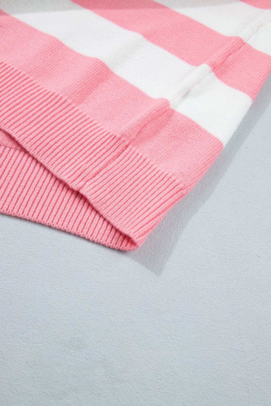 Pink Stripe Santa Baby Embroidered Christmas Slogan Drop Shoulder Pullover Sweater