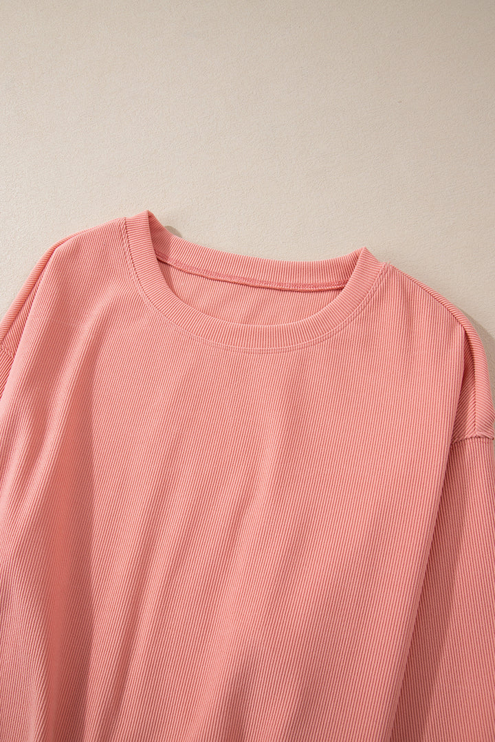 Blossom Ribbed Knit Pocketed Two Piece Lounge Set