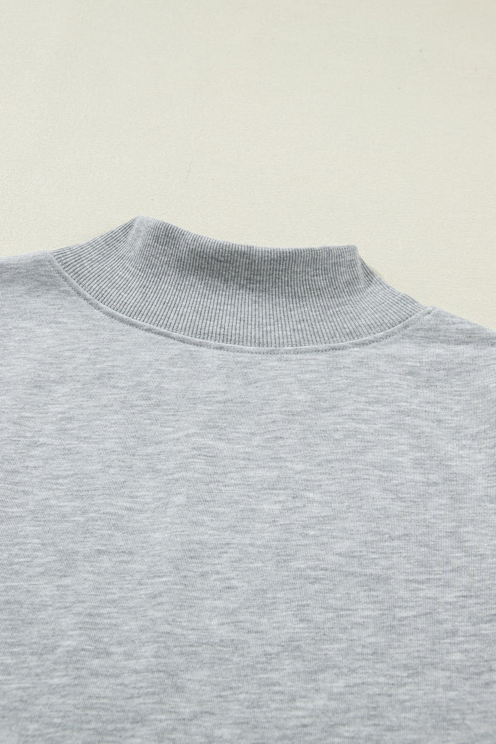 Light Grey Solid Color High Neck Cap Sleeve Loose Top