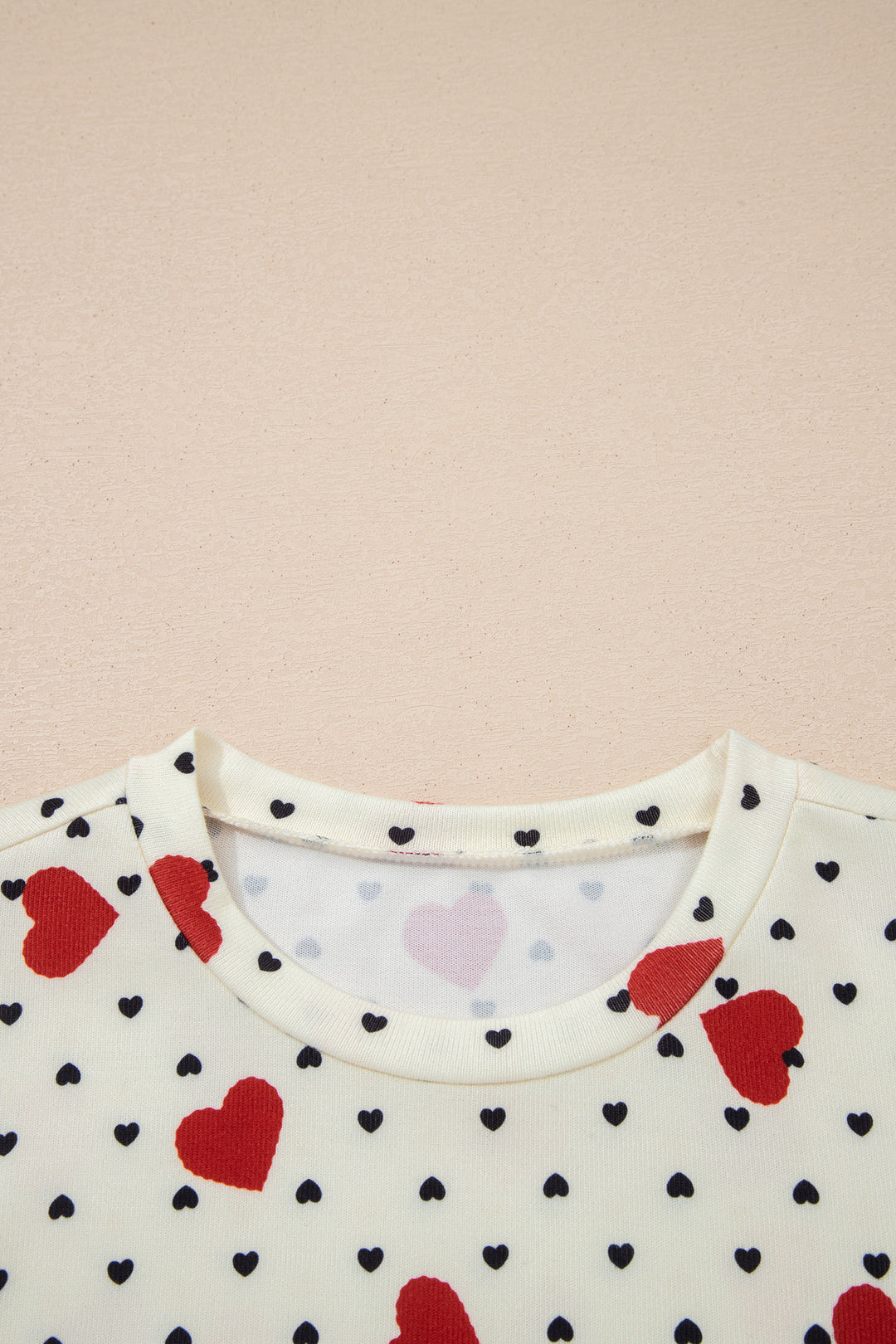 Beige Flower Heart Festive Valentine Blouse