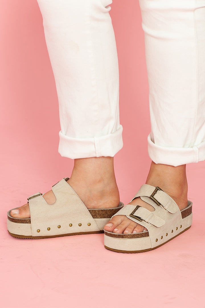 Suede Buckle Decor Footbed Sandal Slippers