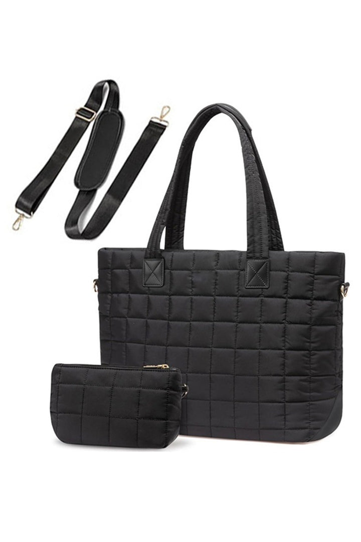 Quilted Patchwork Large Tote Bag and Clutch 2pcs Set
