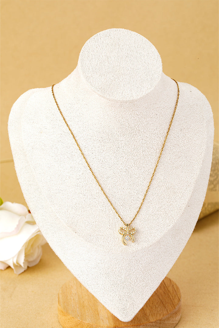 Collier en alliage plaqué avec pendentif nœud papillon en strass