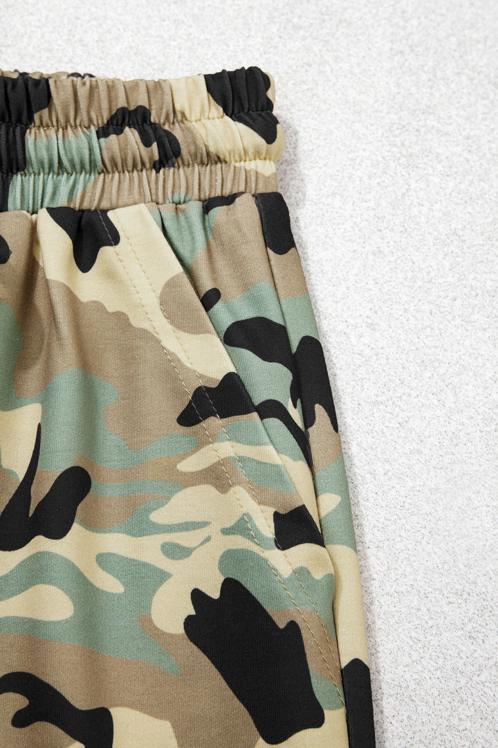 Multicolour Camouflage Print Street Fashion Drawstring Shift Pants
