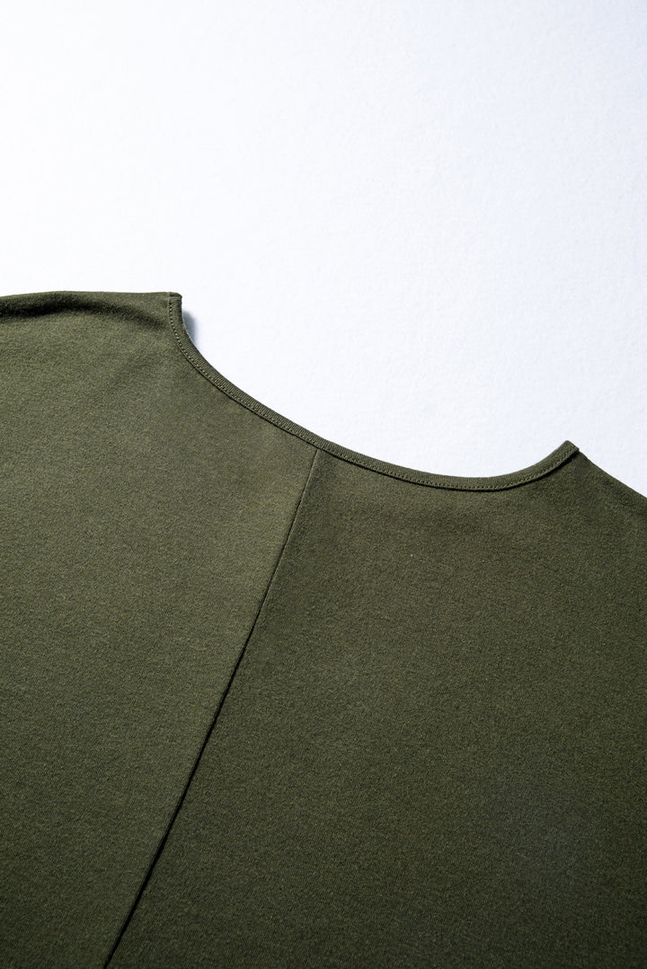 Four Leaf Clover Solid Color Extended Cuffs Long Sleeve Top