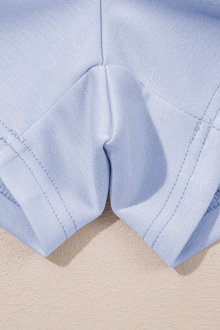 Beau Blue Pearl Embellished Scallop Trim Top 2 Piece Skort Set