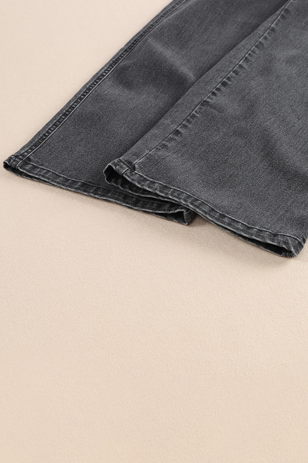 Gray High Waist Button Front Wide Leg Cropped Jeans