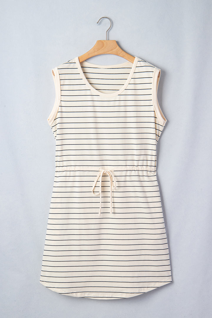 Drawstring Tunic Tank Mini Dress with Pockets