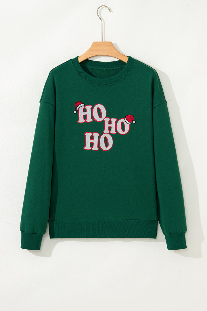 Embroidered Letter Graphic Christmas Fashion Sweatshirt