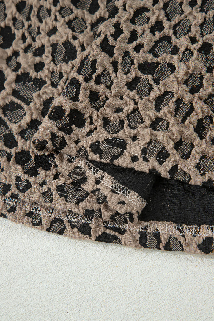 Leopard Textured Sleeveless Mini Dress with Pockets