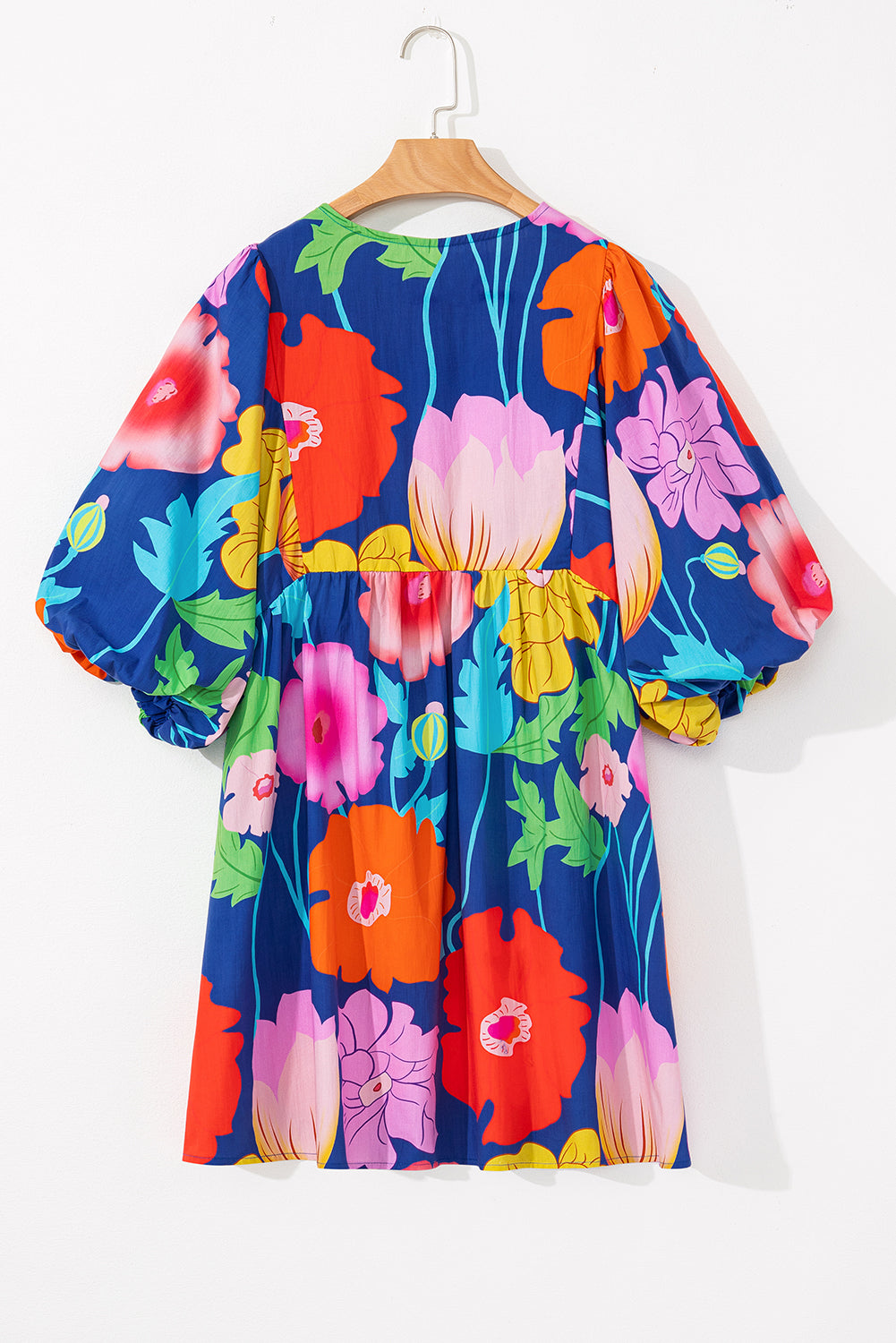 Robe babydoll à imprimé floral et col fendu