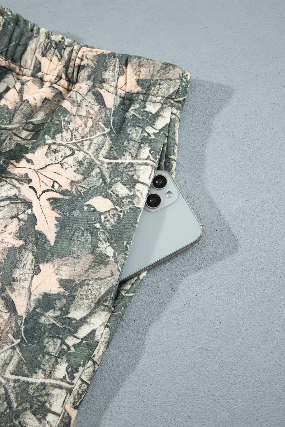Brown Jungle Camouflage Print Long Sleeve Top Plus Size Pant Set