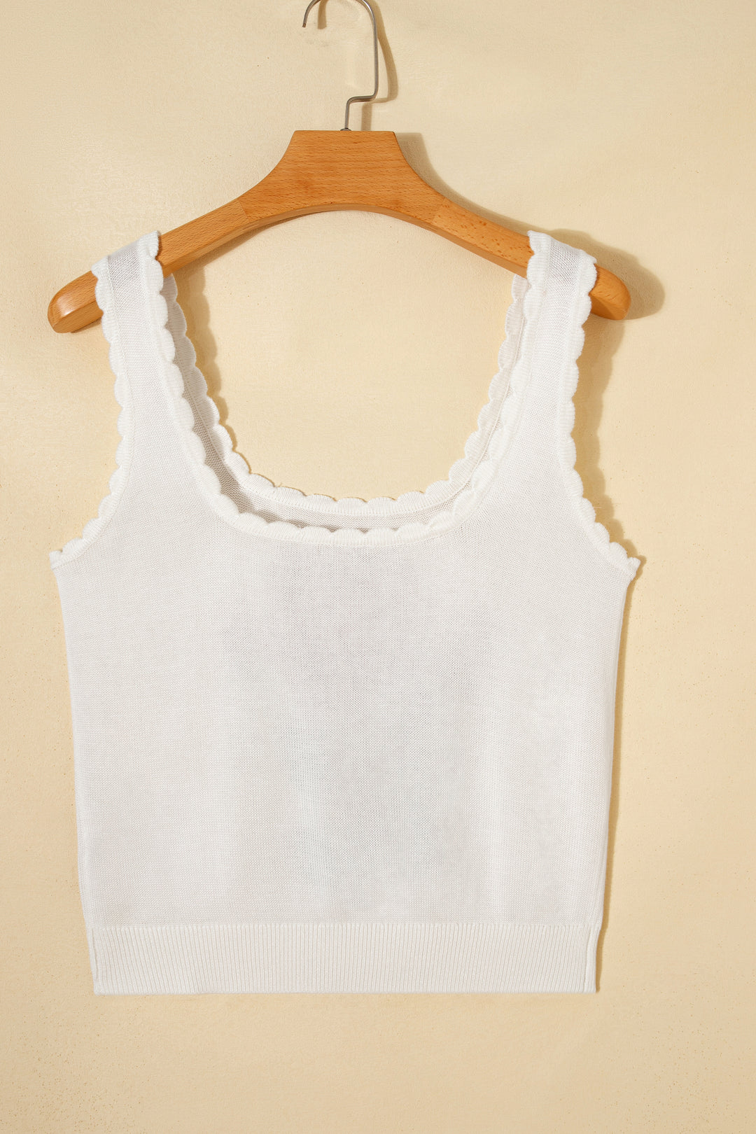 White Retro Floral Print Scalloped Square Neck Knit Sweater Vest