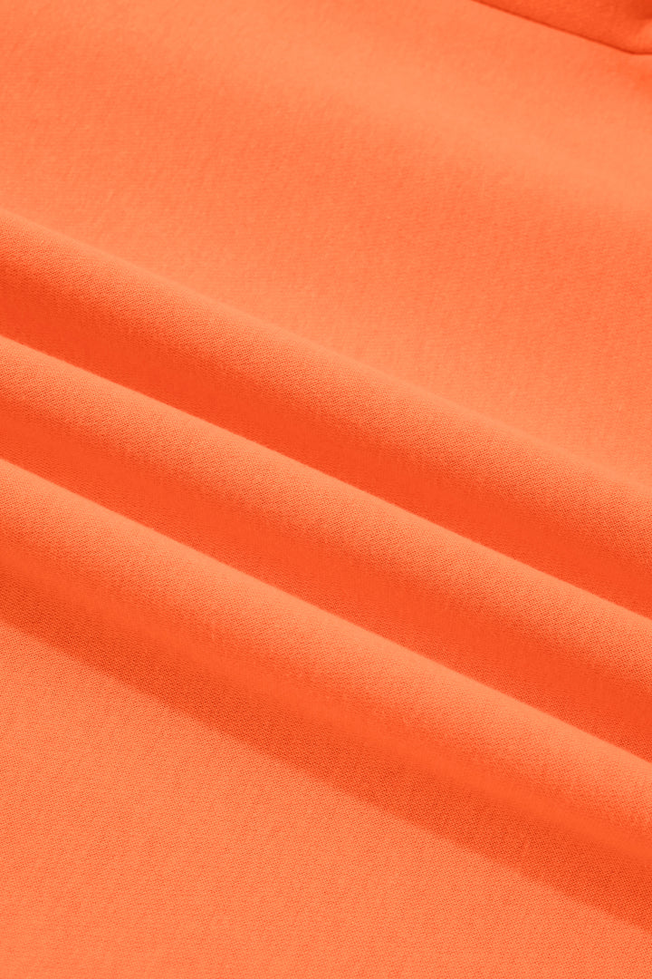 Orange Colorblock Polka Dot Contrast Trim Oversized Sweatshirt