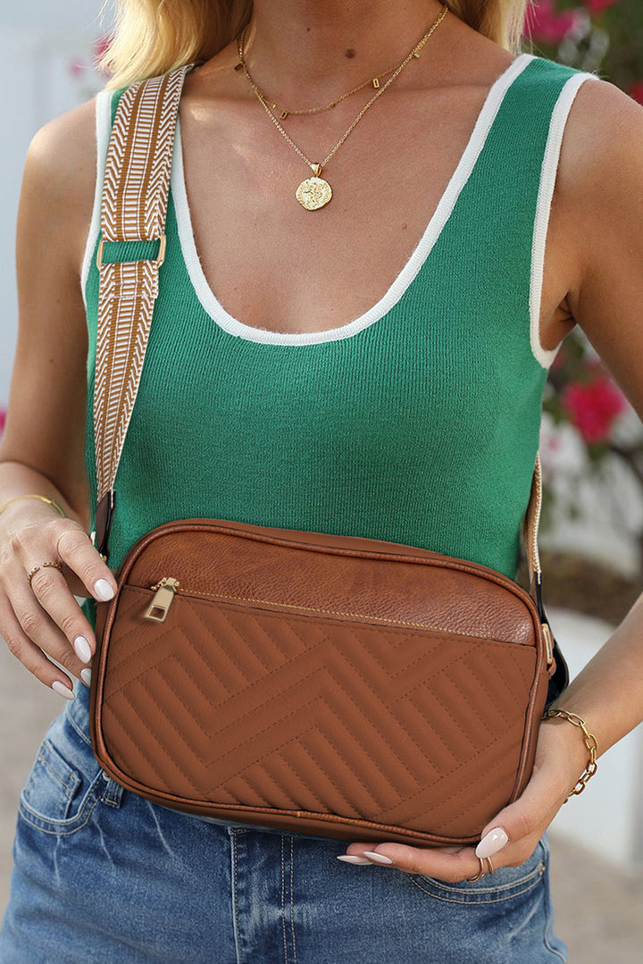 Quilted Faux Leather Crossbody Bag 22*6*16cm