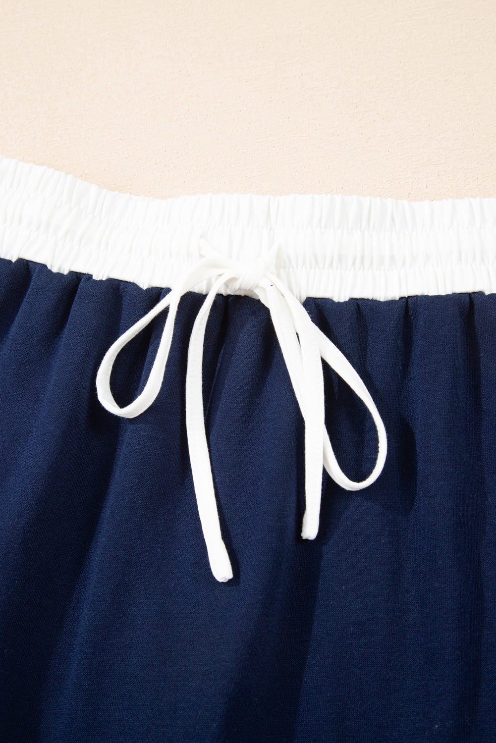 Navy Blue Varsity Stripe Detail Pullover Mini Skort Set