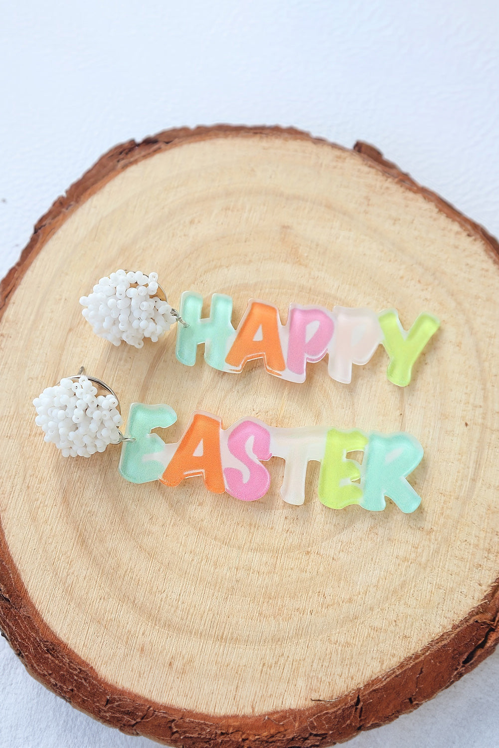 Colorful HAPPY EASTER Drop Earrings